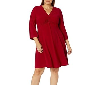 NWOT London Times Red Long sleeve twist Front Dress